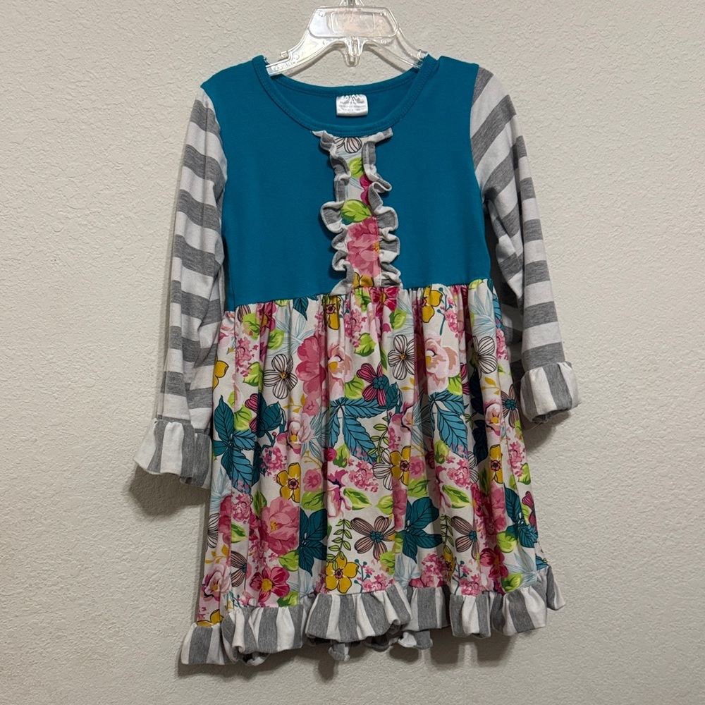 Floral and Striped Kids Dress